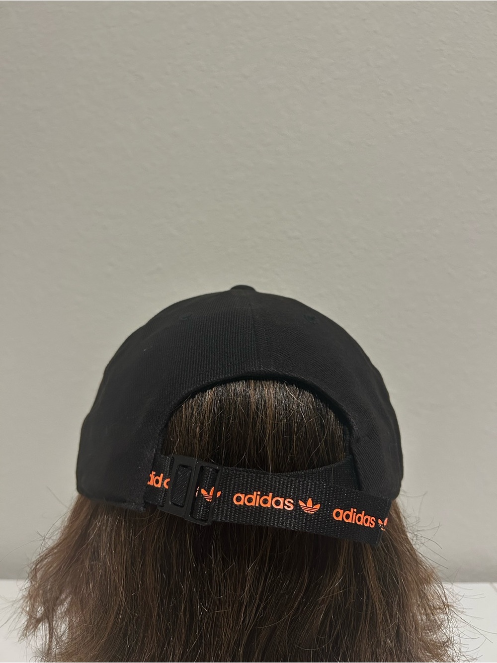 Adidas Unisex Black Hat with Orange Logo Patch - Picture 5 of 9